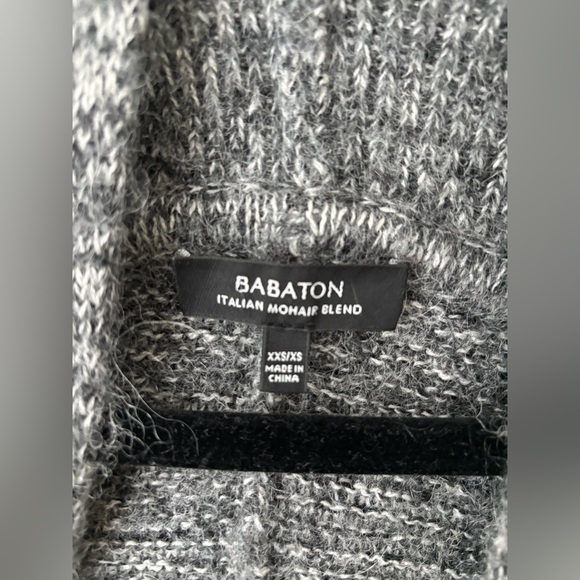 Babaton Italian Mohair Blend Cocoon Cardigan Gray Oversized Draped Sweater - Picture 4 of 9